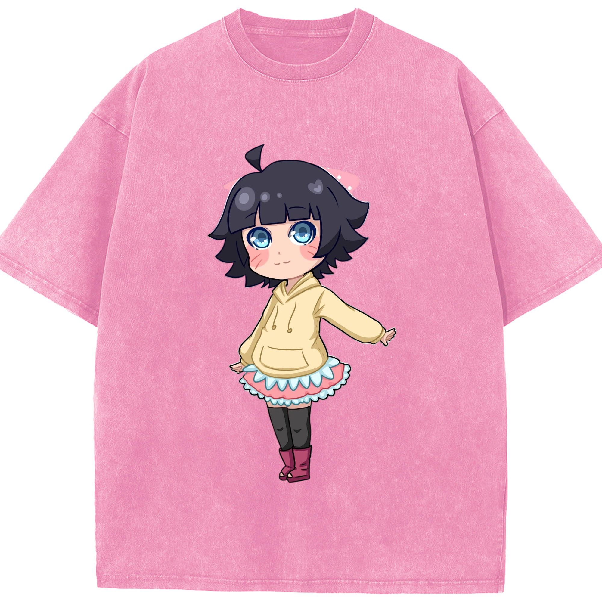 （画像用） NARUTO -ナルト- うずまき ヒマワリ Uzumaki Himawari 綿100% ヴィンテージ風 半袖Tシャツ（フロントプリント）